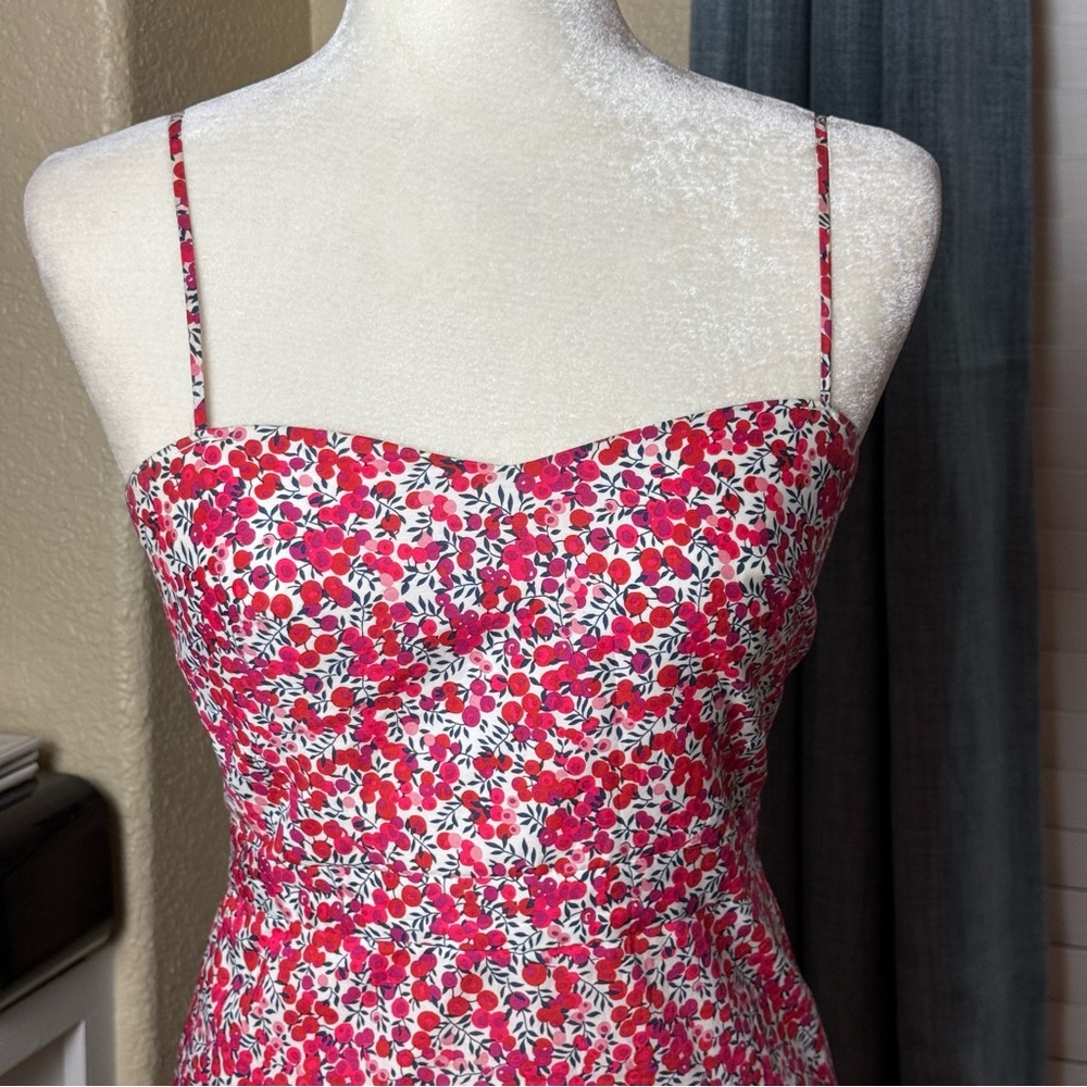 J Crew & Liberty London Wiltshire Floral Ruffle Hem Midi Dress Sz 0 - Picture 7 of 11